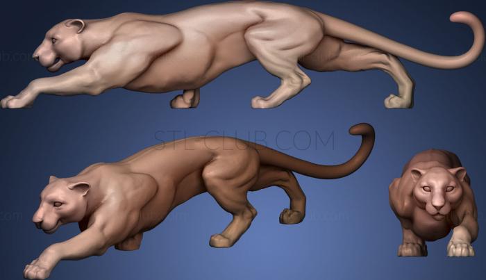 3D model crouuching panther (STL)